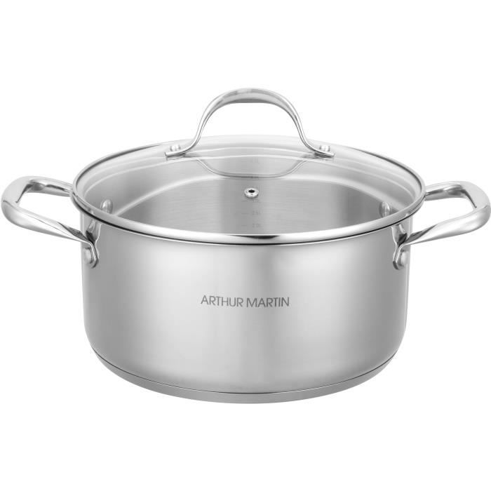 AM3549 Arthur Martin Marmite 24 cm avec couvercle Acier Inoxydable Tous feux dont induction
