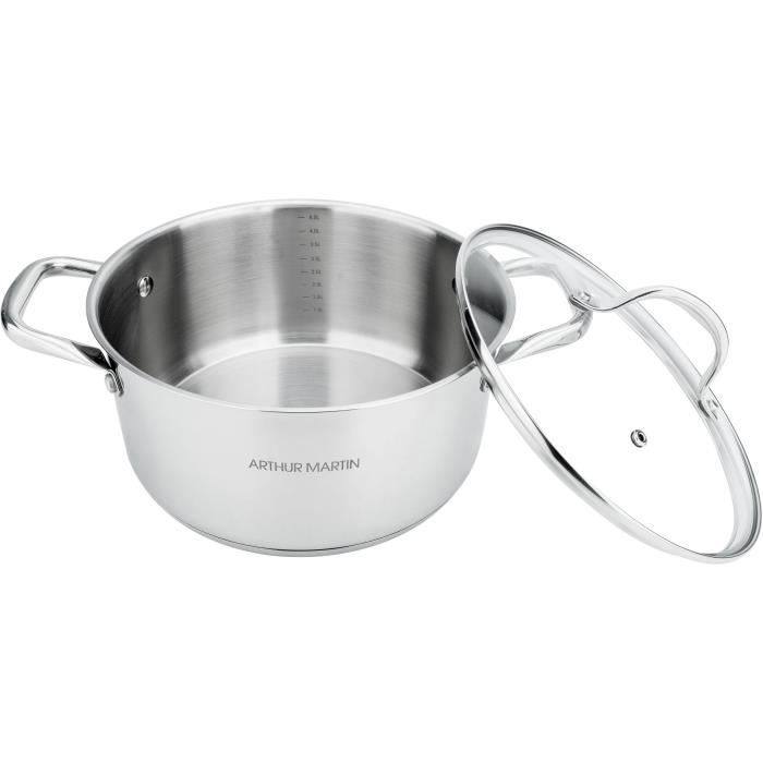 AM3549 Arthur Martin Marmite 24 cm avec couvercle Acier Inoxydable Tous feux dont induction
