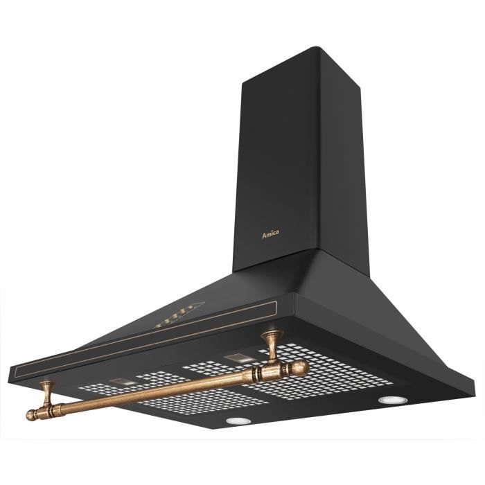 Hotte retro décorative murale - AMICA - OKC6212RA - 76/104 x 60 x 50 cm - Noir