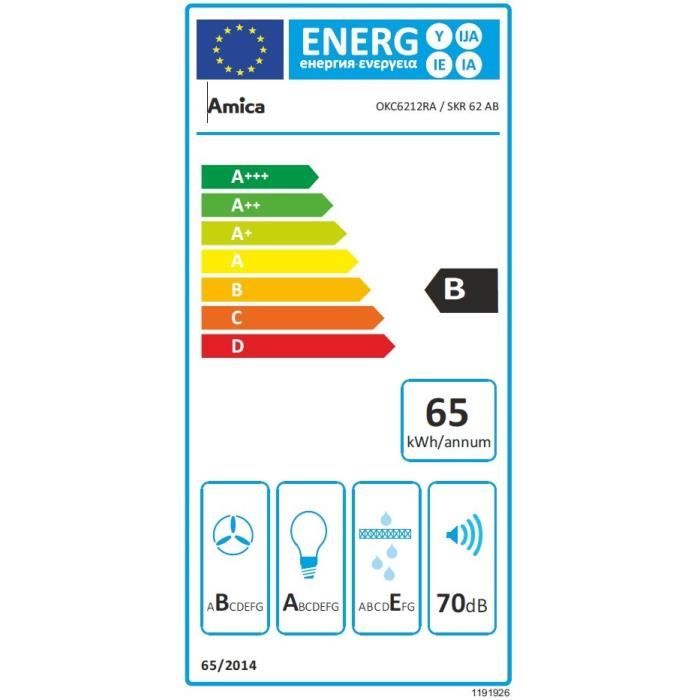 Hotte retro décorative murale - AMICA - OKC6212RA - 76/104 x 60 x 50 cm - Noir