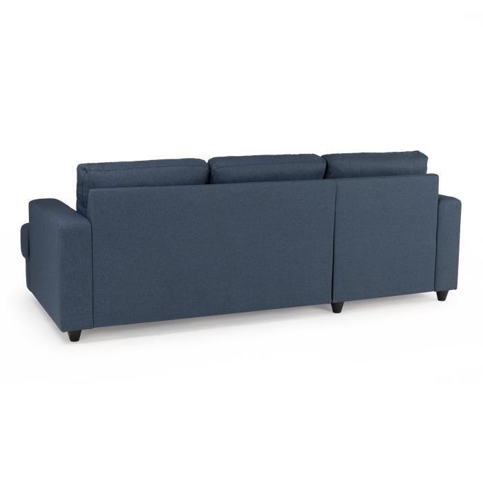 PAUL Canapé d'angle gauche 4 places - Tissu bleu - Contemporain - L 215 x P 140 cm - Fabriqué en Ukraine