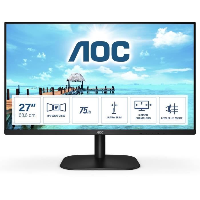 …cran PC - AOC - 27B2H - 27 FHD - Dalle IPS - 75Hz - 4ms - 1 HDMI 1 VGA - Noir