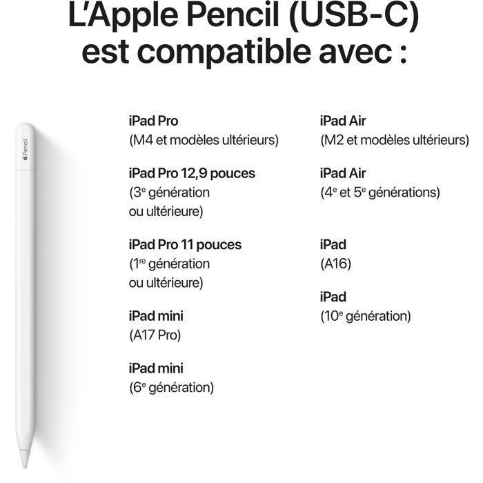 Stylets pour tablette Apple Pencil (USB-C)