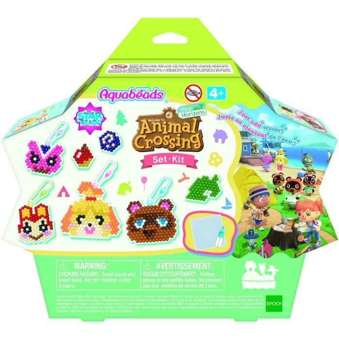 Aquabeads kit Animal Crossing: New Horizons, 800 perles de différentes formes et couleurs, perles qui collent avec de l'eau, 31832,