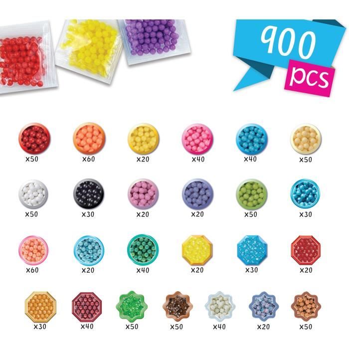 Aquabeads L'atelier d'initiation, Coffret 900 perles de 25 couleurs, perles qui collent avec de l'eau, 35087, Des 4 ans
