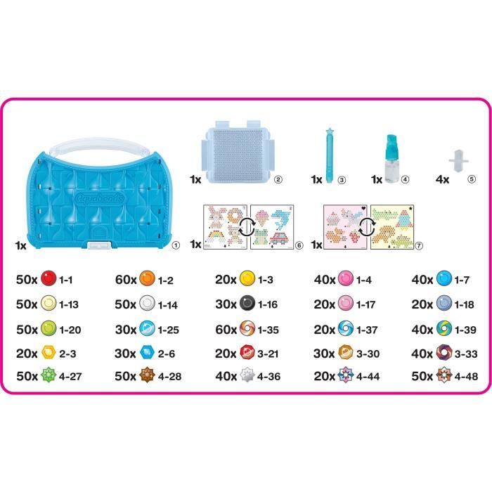 Aquabeads L'atelier d'initiation, Coffret 900 perles de 25 couleurs, perles qui collent avec de l'eau, 35087, Des 4 ans