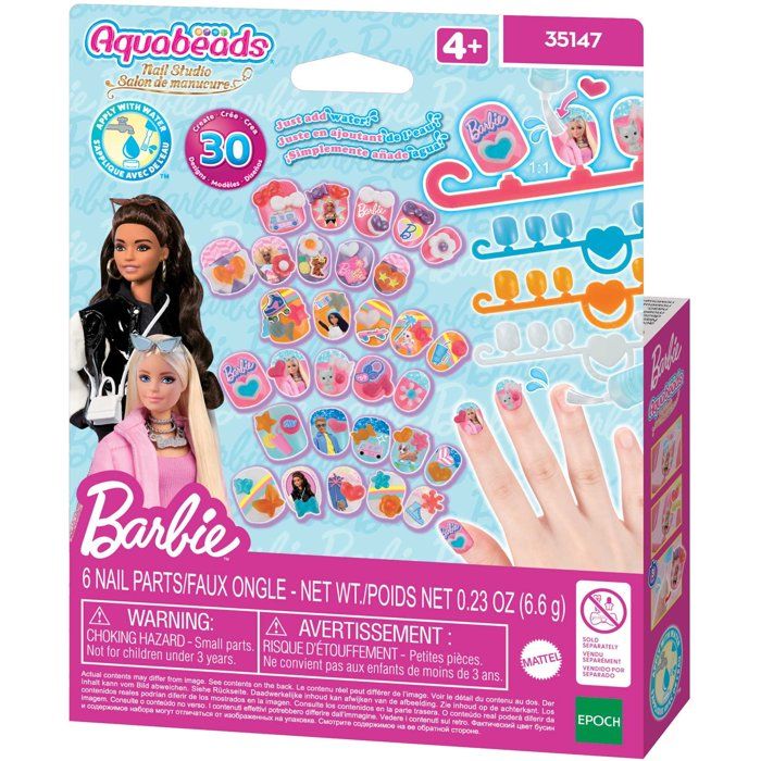 La recharge d'ongles - AQUABEADS - Barbie - 40 ongles avec décorations - Dès 4 ans