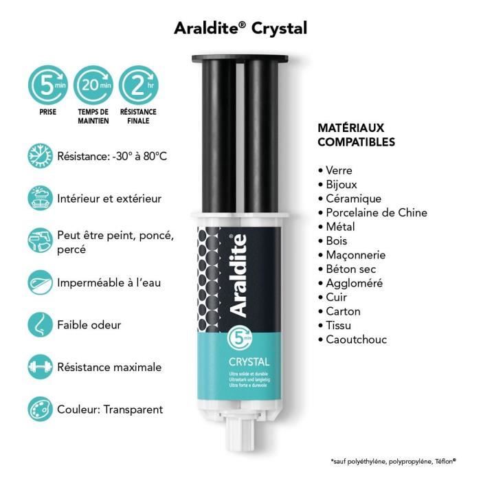 Colle époxy bi-composant - CYANOLIT - Araldite - Crystal - 24 ml - Transparent - Haute résistance - Idéale pour assemblages discrets