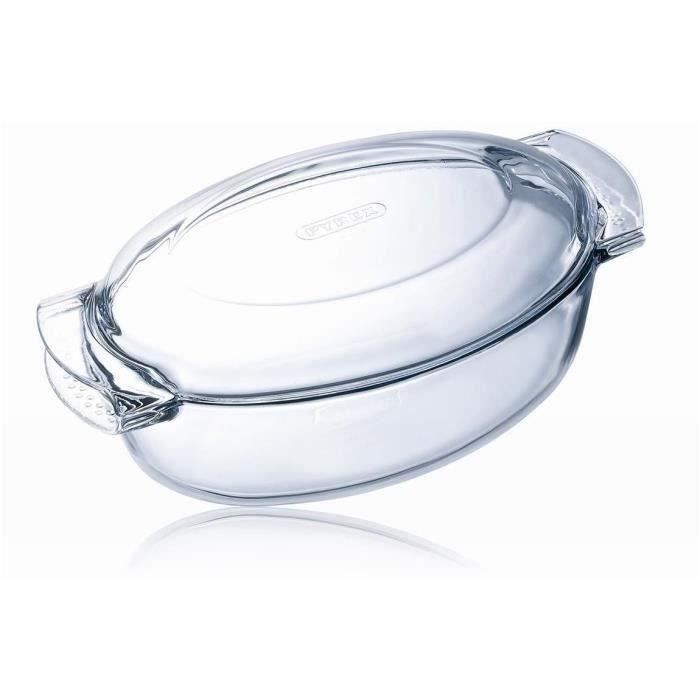Cocotte - PYREX - 1450076 - Ovale - En verre borosilicate - 38 x 23 cm - capacité totale de 5,8L