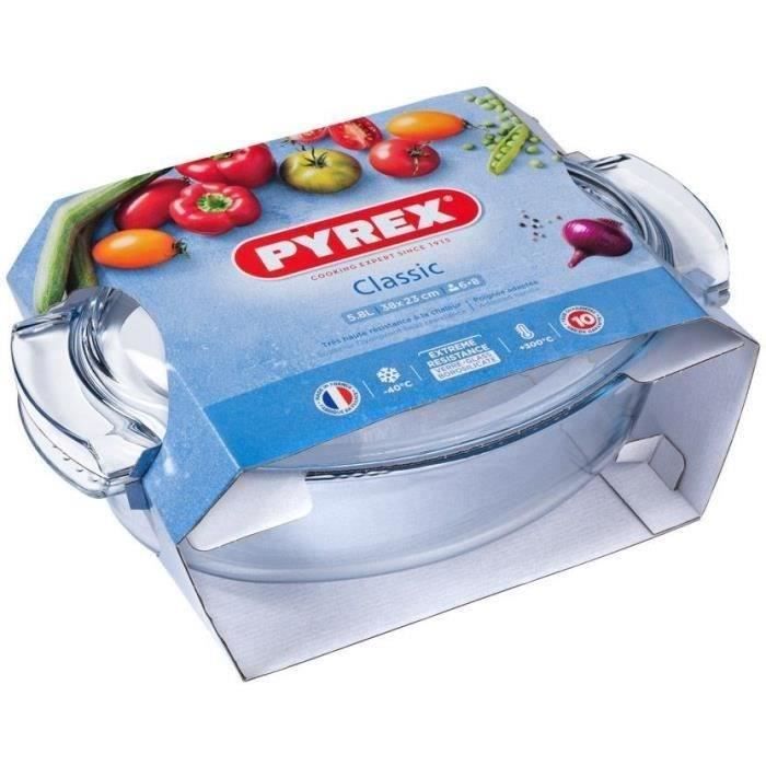 Cocotte - PYREX - 1450076 - Ovale - En verre borosilicate - 38 x 23 cm - capacité totale de 5,8L