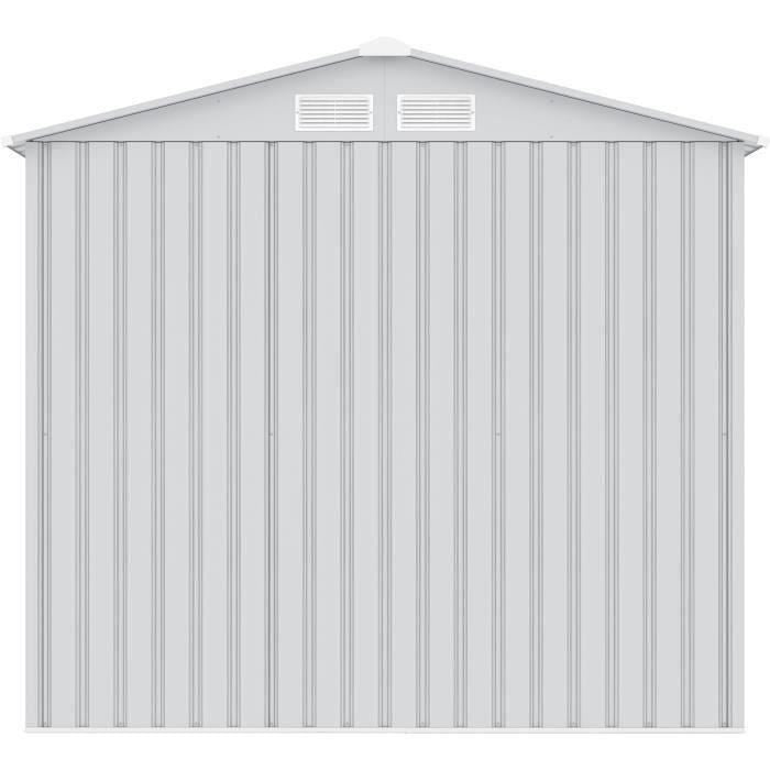 Abri de jardin en mÈtal 2,71 m≤ - 213 x 127 x 195 cm - Kit d'ancrage inclus - Gris