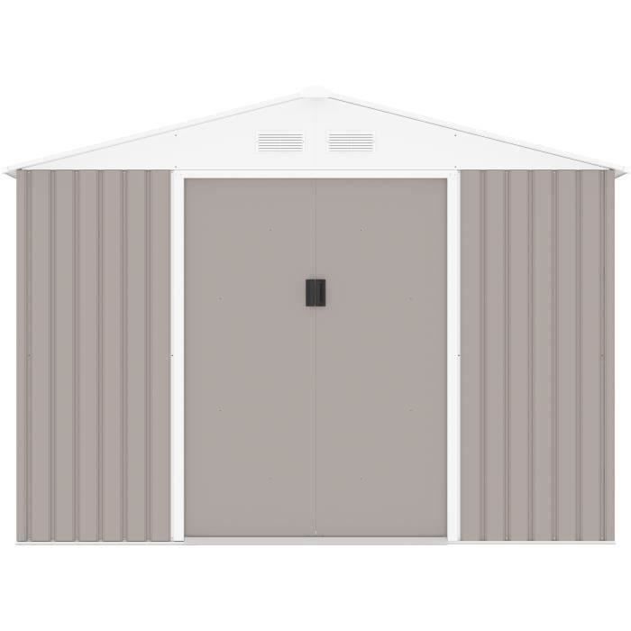 VENUS Abri de jardin en mÈtal 5,29 m≤ - 277 x 191 x 202 cm - Kit d'ancrage inclus, 2 portes coulissantes, 1 fenetre latÈrale - Tau