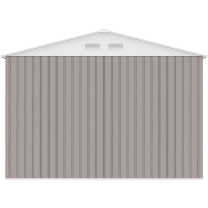 URANUS Abri de jardin en mÈtal 8,84 m≤ - 277 x 319 x 202 cm - Kit d'ancrage inclus, 2 portes coulissantes - Taupe