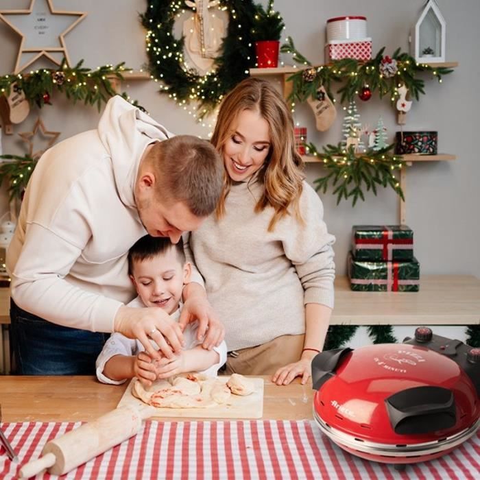 Four a Pizza Èlectrique ARIETE - Rouge - Pierre rÈfractaire - 1200W - Diametre 33cm - TempÈrature max 400∞C