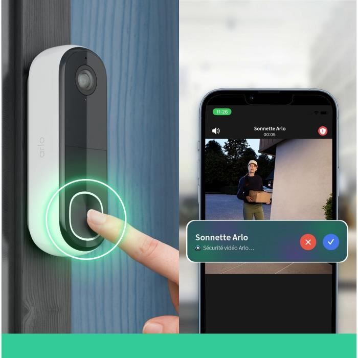 Sonnette Vidéo - ARLO - AVD4001-100EUS - Connexion directe au Wi-Fi - Son de sirene intégré