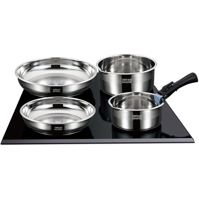 Batterie de cuisine - induction - ARTHUR MARTIN - AM0006 - acier inoxydable 18/10 - 10 pieces - poignée amovible