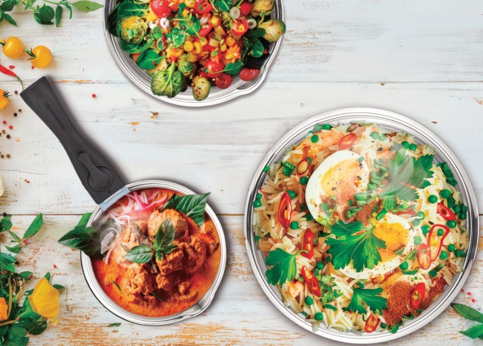 Batterie de cuisine - induction - ARTHUR MARTIN - AM0006 - acier inoxydable 18/10 - 10 pieces - poignée amovible