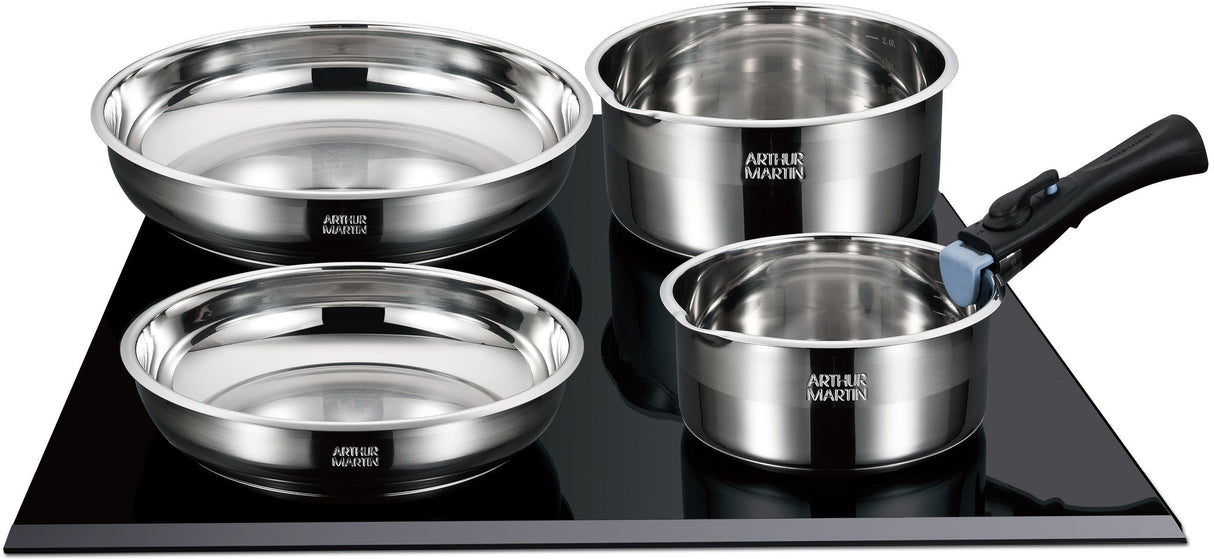 Batterie de cuisine - induction - ARTHUR MARTIN - AM0006 - acier inoxydable 18/10 - 10 pieces - poignée amovible