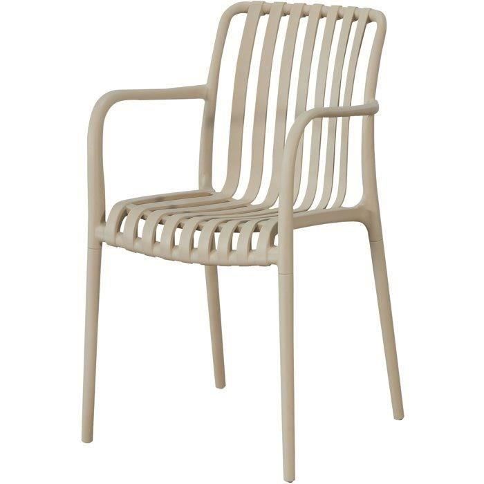 Lot de 4 fauteuils de jardin - SOLARIA - Empilables - Polypropylene renforcé - 55 x 58 x 81 cm - Beige