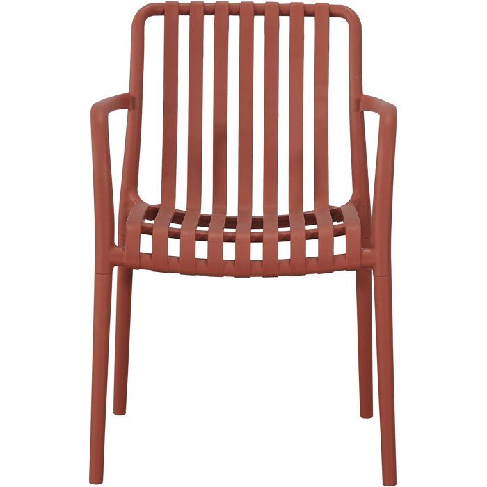 Lot de 4 fauteuils de jardin - SOLARIA - Empilables - Polypropylene renforcé - 55 x 58 x 81 cm - Rouge