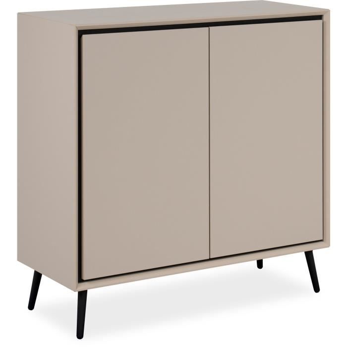 Buffet - ARONA 01A - Beige / Noir - 2 portes - 90 x 90 x 38 cm