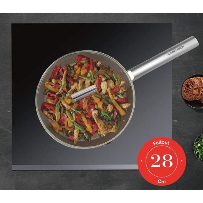 Sauteuse - ARTHUR MARTIN - AM3542 - 28 cm avec couvercle - Aluminium ForgÈ - Tous feux dont induction + four