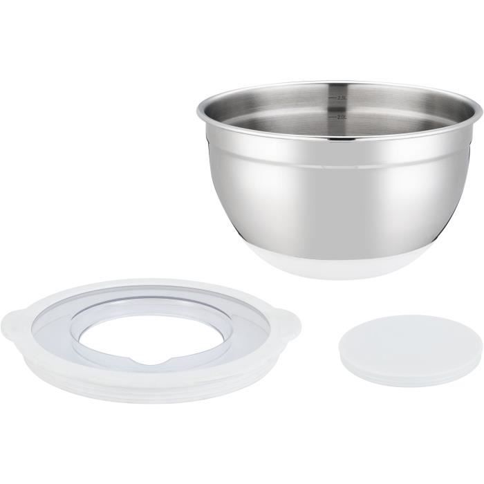 Set de saladiers - ARTHUR MARTIN - AM486 - 16-20-24 cm - Couvercles hermétiques - Acier inoxydable - Fond en silicone anti-dérapant