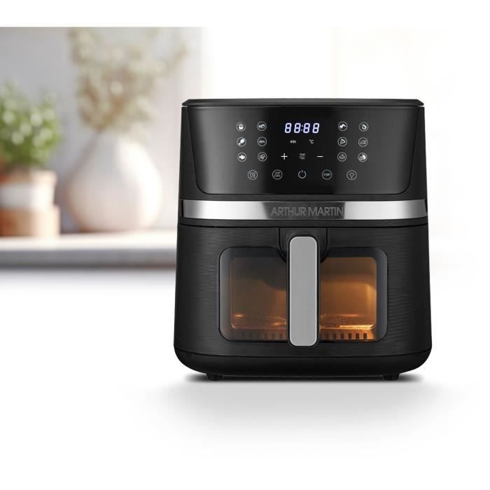 Friteuse sans huile ñ ARTHUR MARTIN - Airfryer 6,6 L- 1600 W - Ecran tactile - 7 prÈ-rÈglages - Noir