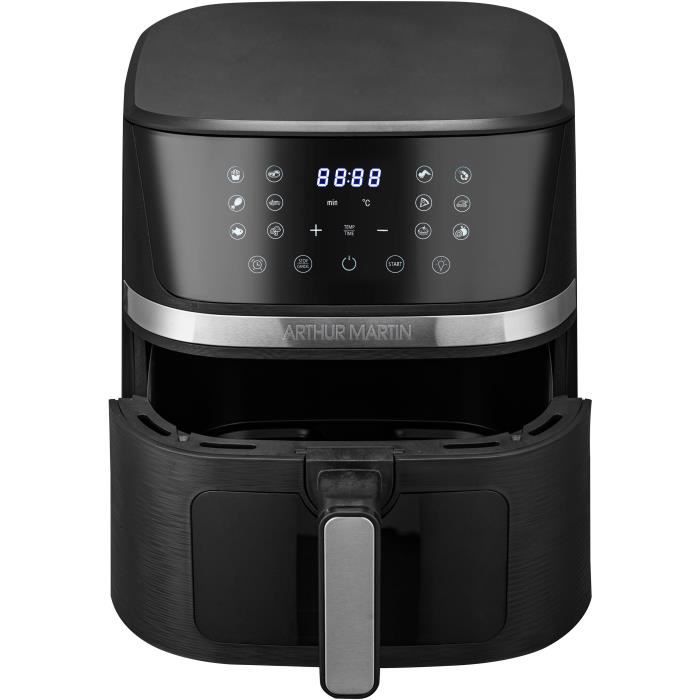 Friteuse sans huile ñ ARTHUR MARTIN - Airfryer 6,6 L- 1600 W - Ecran tactile - 7 prÈ-rÈglages - Noir