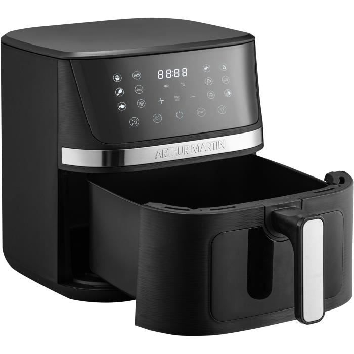 Friteuse sans huile ñ ARTHUR MARTIN - Airfryer 6,6 L- 1600 W - Ecran tactile - 7 prÈ-rÈglages - Noir