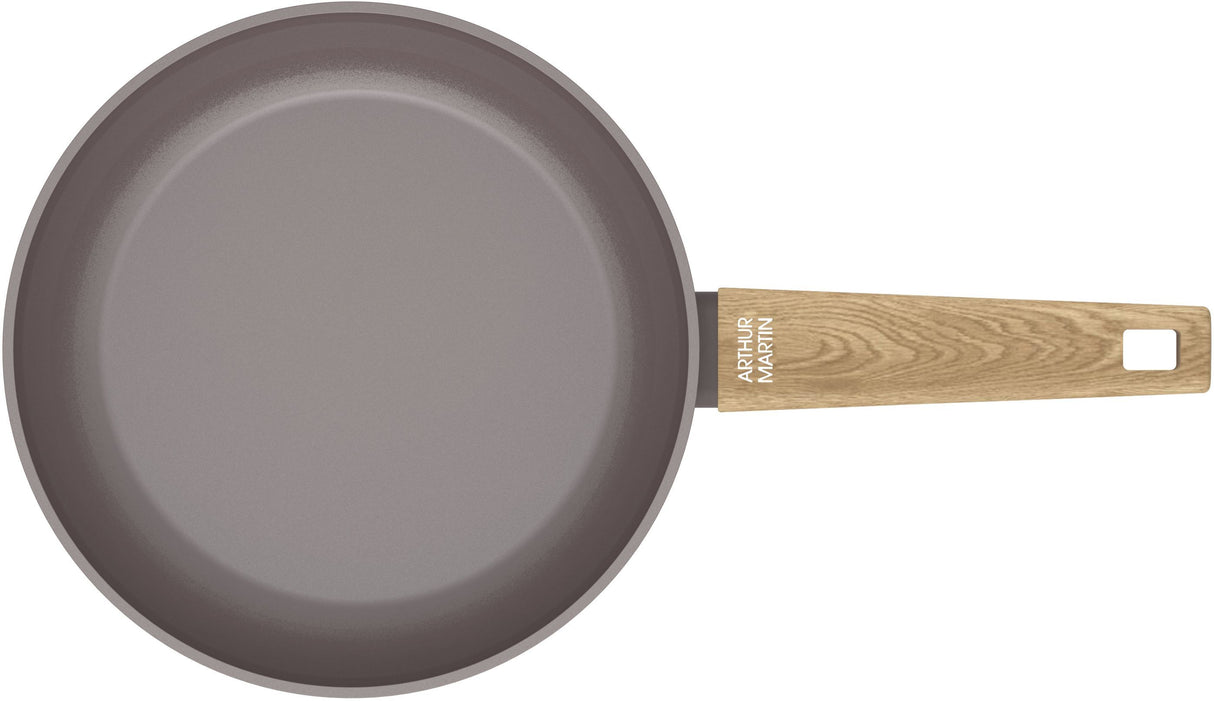 Set de 3 poeles - Tous feux dont induction - ARTHUR MARTIN - AM1052 - Revetement céramique - Ø 20-24-28 cm - Taupe