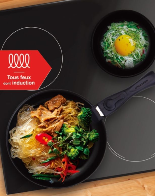 Batterie de cuisine - Tous feux dont induction - ARTHUR MARTIN - AM2991 - Aluminium revetement anti-adhésif - 10 pieces - Prune