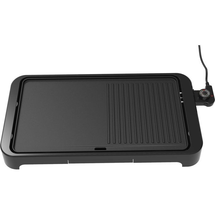 Plancha Grill électrique - ARTHUR MARTIN - AMPL204 - 2000 W - Double zone - Plaque anti-adhésive - Thermostat réglable - Noir