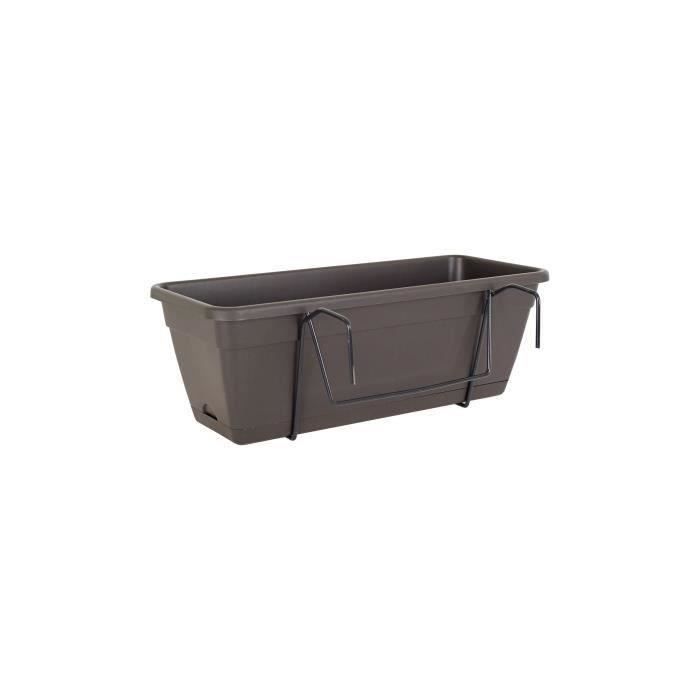 ARTEVASI Kit Jardiniere VENEZIA avec réserve d'eau - Gris anthracite - 10L - 49 x 19,5 x 16,6 cm -