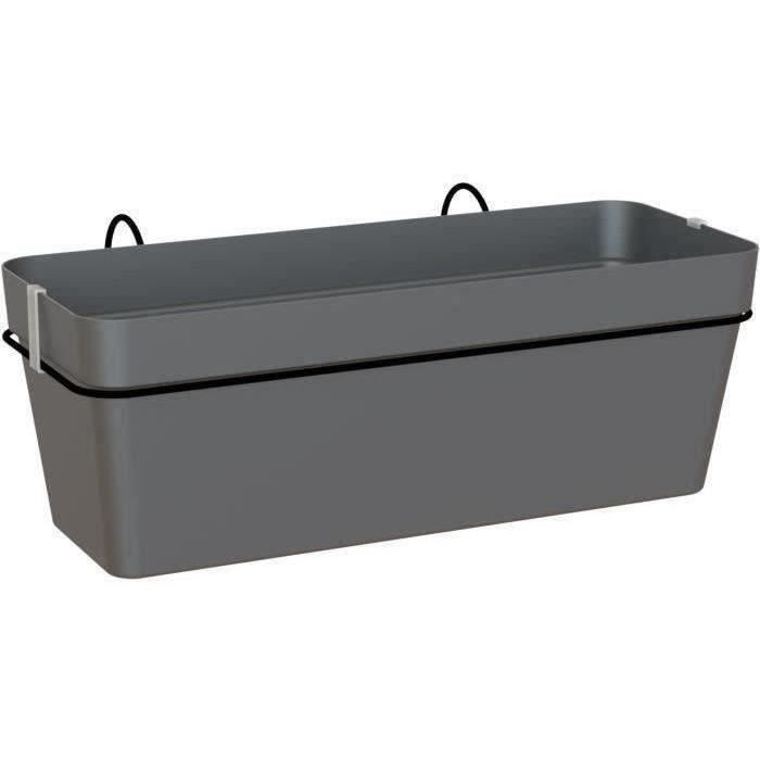 ARTEVASI Kit balcon Jardiniere - CAPRI RE - 50cm - Anthracite - 50,2 x 28,5 x h20 cm - 1,45L