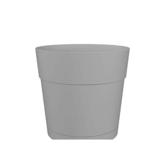ARTEVASI Pot de fleurs rond CAPRI LARGE - Plastique - Réservoir d'eau - diametre 35 cm - Gris clair - L 34,6 x P 34,6 x H 33,2 cm
