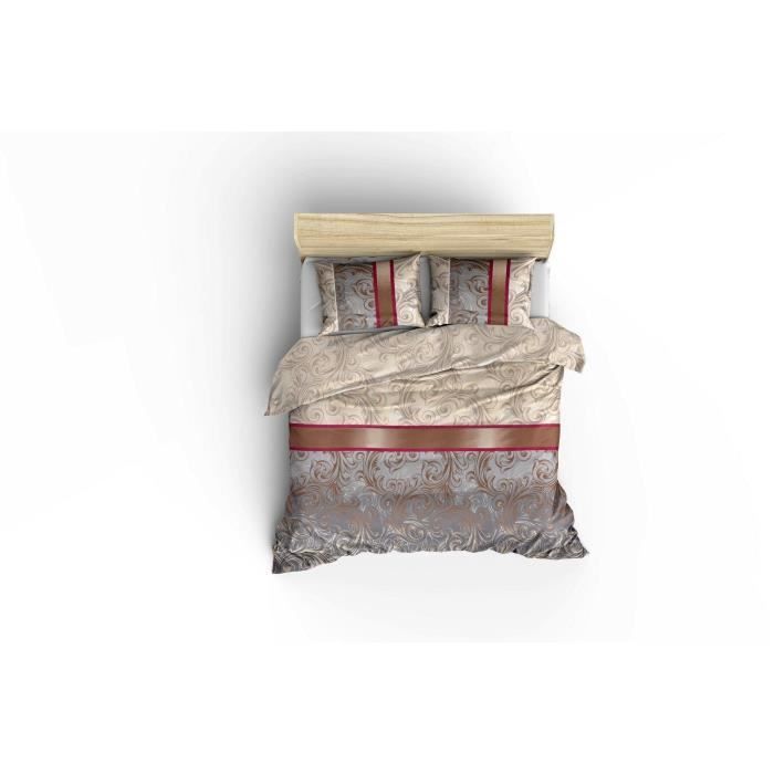 Parure de lit - 1 housse de couette 220 x 240 cm + 2 taies d'oreiller 60 x 60 cm - 65% coton, 35% polyester - Gris