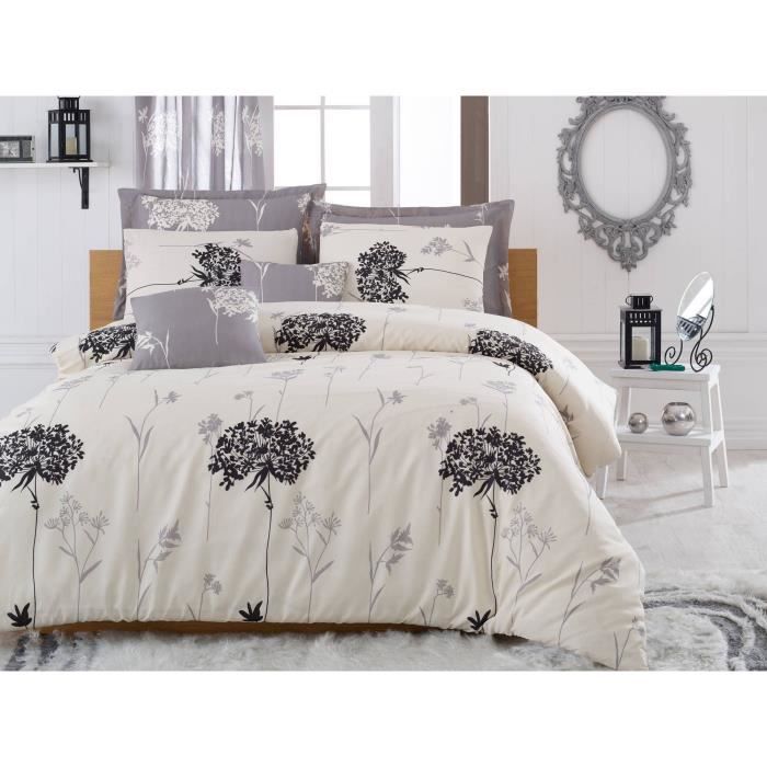 Parure de lit - 1 housse de couette 220 x 240 cm + 2 taies d'oreiller 60 x 60 cm - 65% coton, 35% polyester - Beige