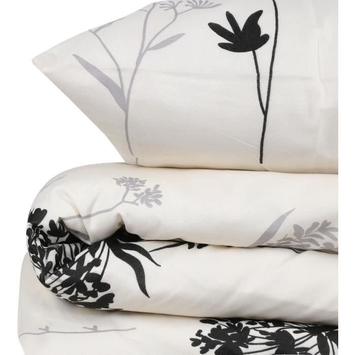 Parure de lit - 1 housse de couette 220 x 240 cm + 2 taies d'oreiller 60 x 60 cm - 65% coton, 35% polyester - Beige