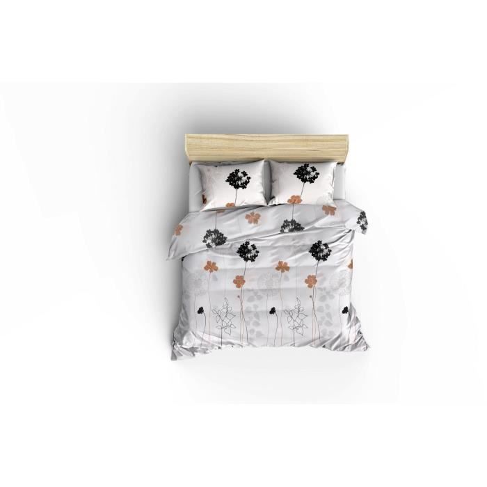 Parure de lit - 1 housse de couette 220 x 240 cm + 2 taies d'oreiller 60 x 60 cm - 65% coton, 35% polyester - Blanc