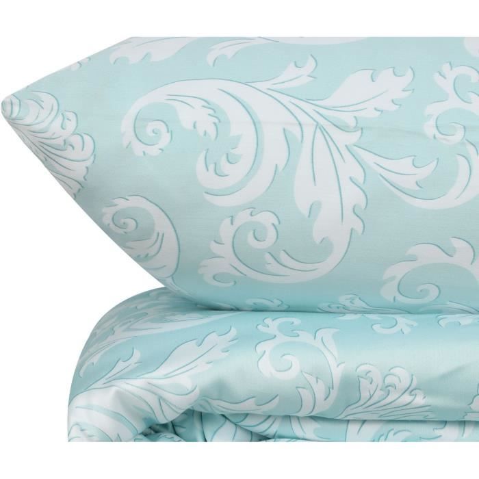 Parure de lit - 1 housse de couette 220 x 240 cm + 2 taies d'oreiller 60 x 60 cm - Satiné 100% coton - Blanc