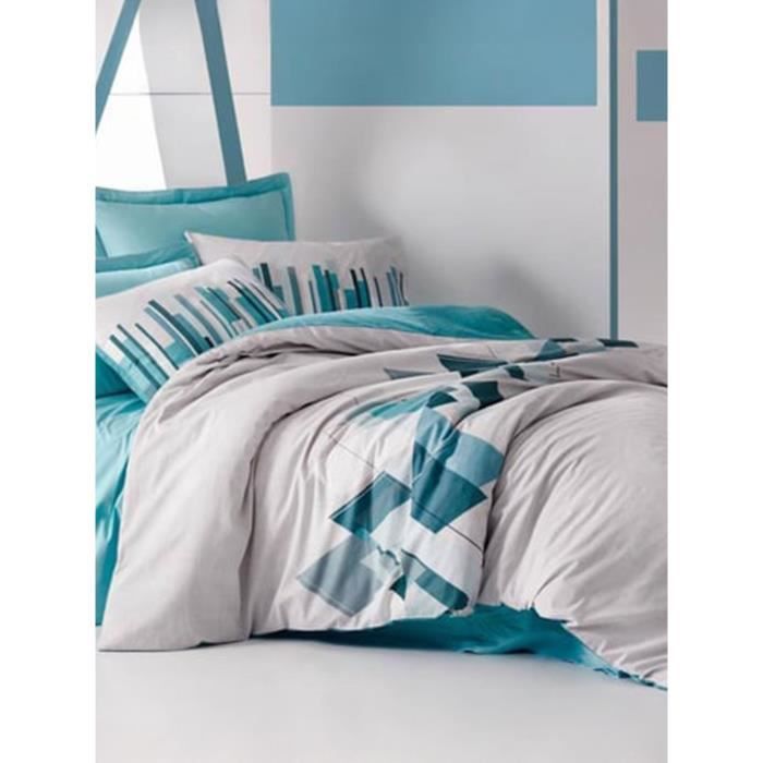 Parure de lit - 1 housse de couette 220 x 240 cm + 2 taies d'oreiller 60 x 60 cm - 100% coton renforcé - Vert