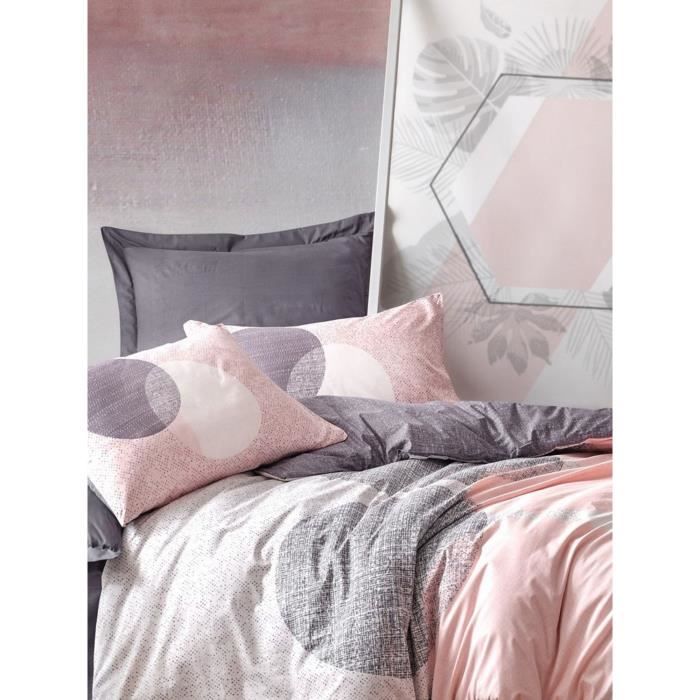 Parure de lit - 1 housse de couette 220 x 240 cm + 2 taies d'oreiller 60 x 60 cm - 100% coton renforcé - Gris