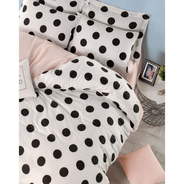 Parure de lit - 1 housse de couette 220 x 240 cm + 2 taies d'oreiller 60 x 60 cm - 65% coton, 35% polyester - Blanc