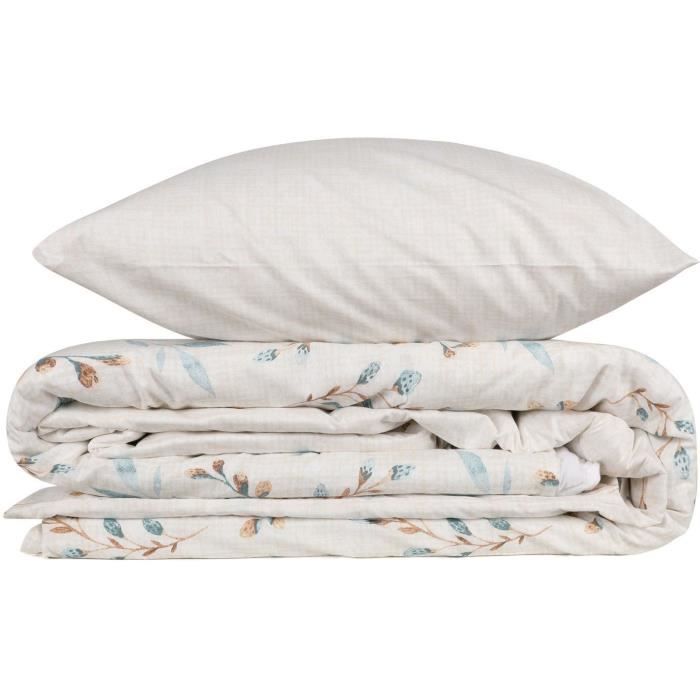 Parure de lit - 1 housse de couette 220 x 240 cm + 2 taies d'oreiller 60 x 60 cm - 100% coton renforcé - Menthe