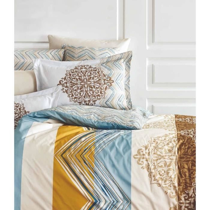 Parure de lit - 1 housse de couette 220 x 240 cm + 2 taies d'oreiller 60 x 60 cm - 100% coton renforcé - Blanc