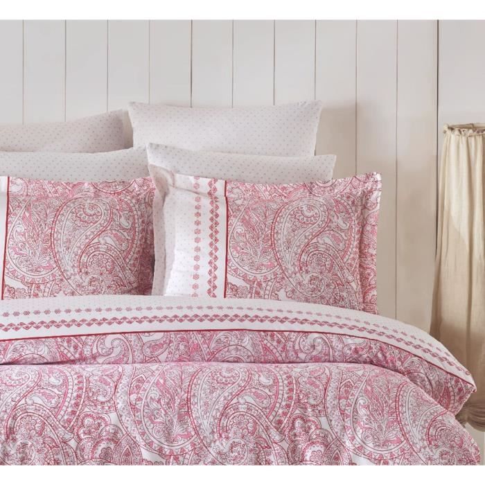 Parure de lit - 1 housse de couette 220 x 240 cm + 2 taies d'oreiller 60 x 60 cm - 100% coton renforcé - Rose
