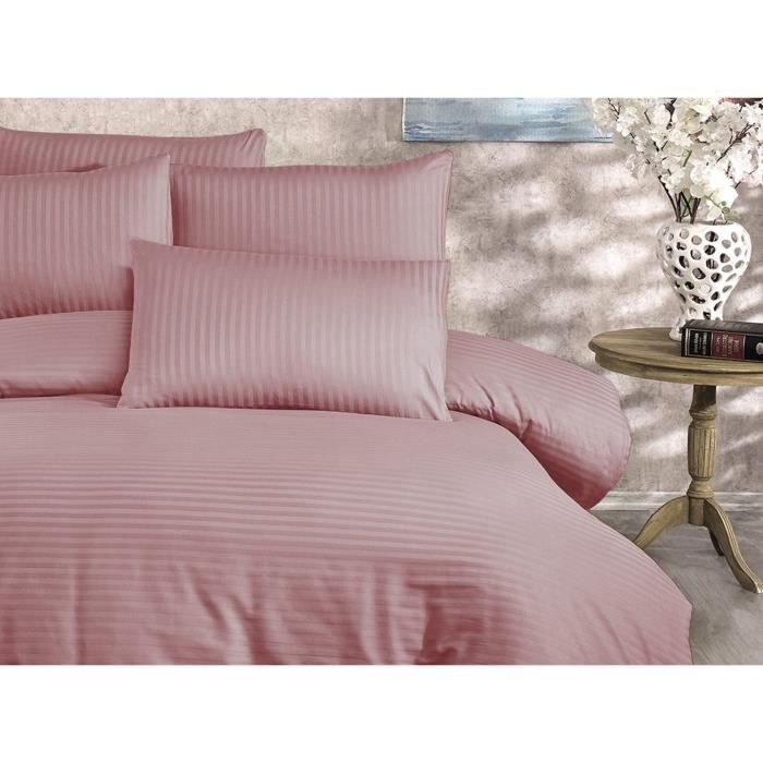 Parure de lit - 1 housse de couette 220 x 240 cm + 2 taies d'oreiller 60 x 60 cm - 80% coton, 20% polyester - Poudre