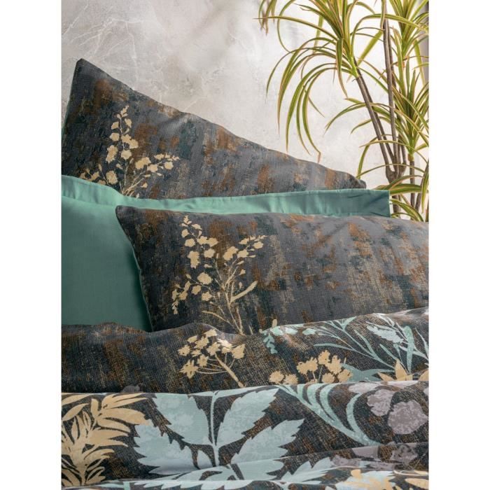 Parure de lit - 1 housse de couette 220 x 240 cm + 2 taies d'oreiller 60 x 60 cm - Satiné 100% coton - Menthe