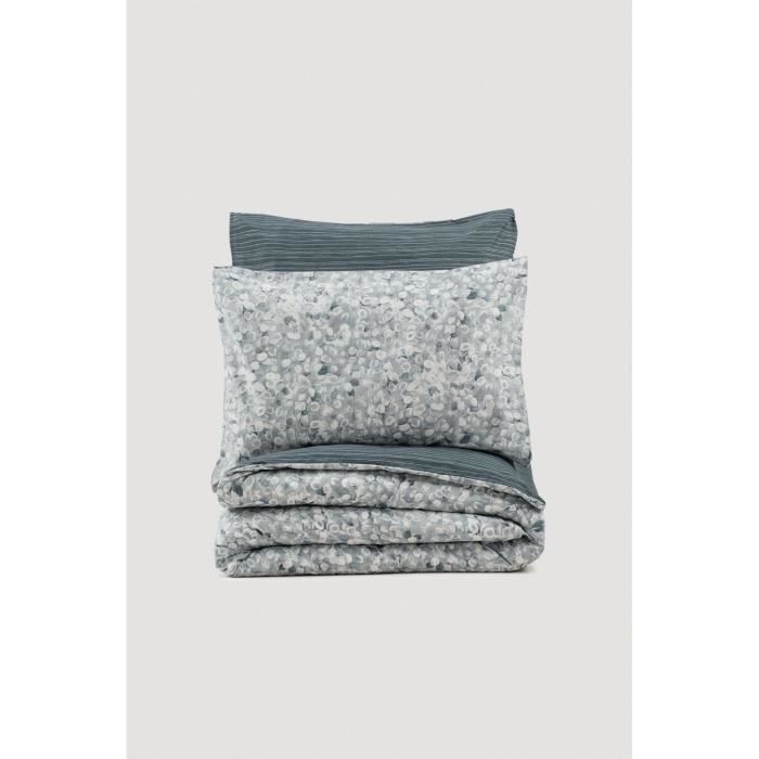 Parure de lit - 1 housse de couette 220 x 240 cm + 2 taies d'oreiller 60 x 60 cm - 100% coton renforcé - Anthracite